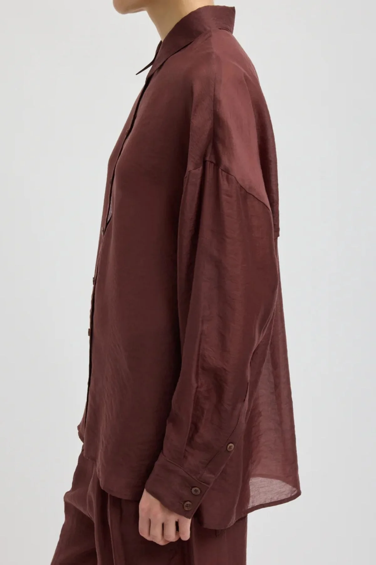 Tibi Summer Voile Oversized Shirt - Russet Brown - Image 2