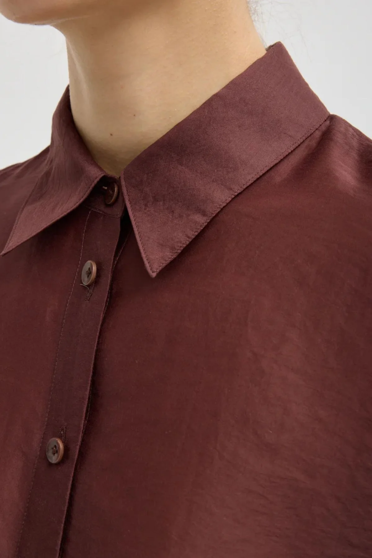 Tibi Summer Voile Oversized Shirt - Russet Brown - Image 4