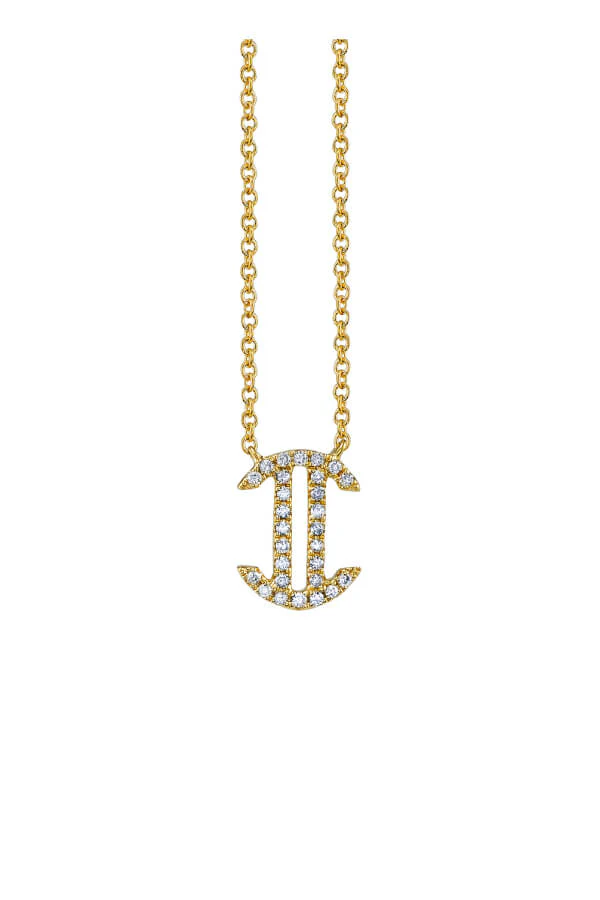 Sydney Evan Pave Gemini Charm Necklace - Yellow Gold