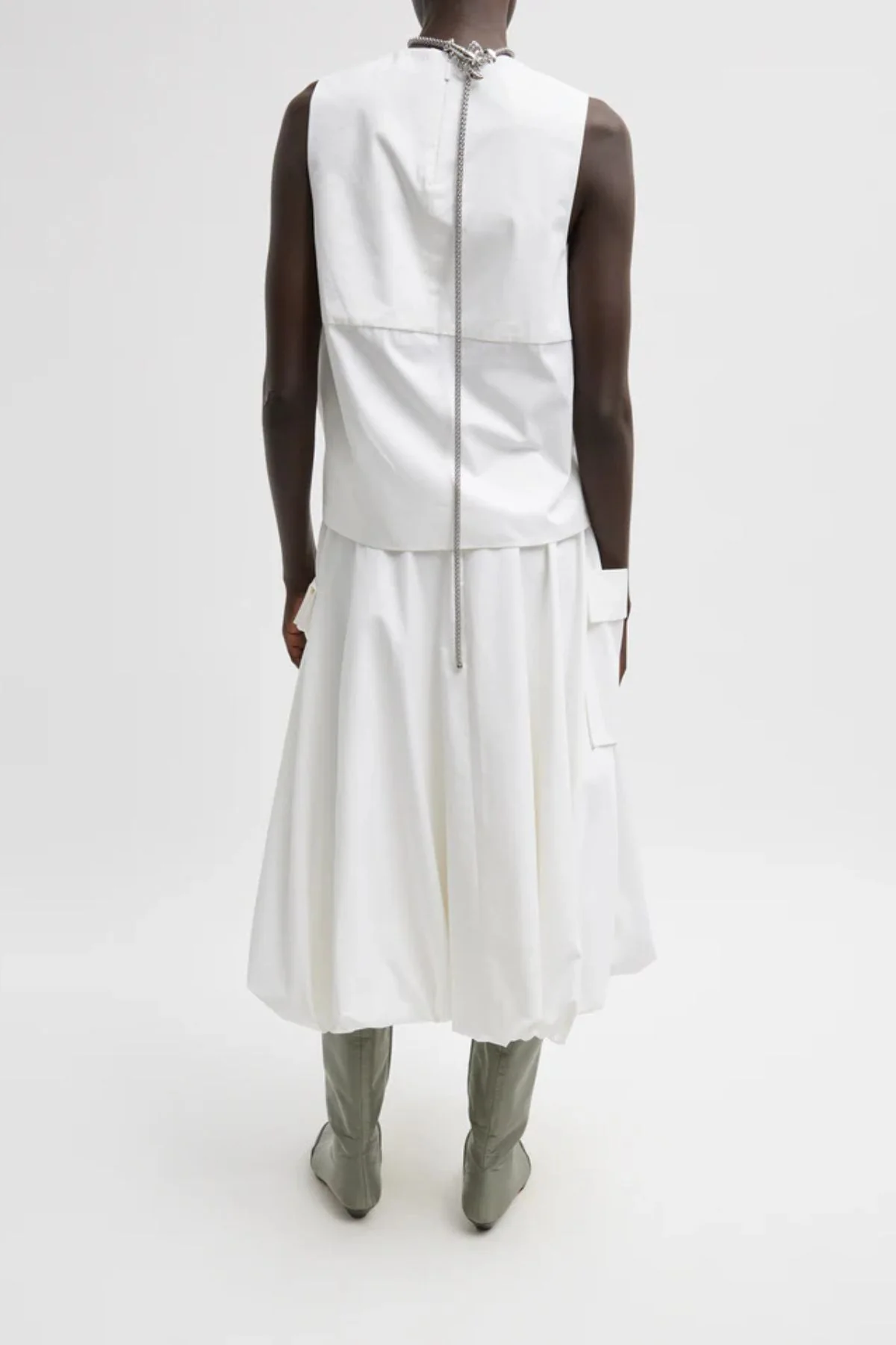 Tibi Bio Twill Bubble Skirt - Optic White - Image 2