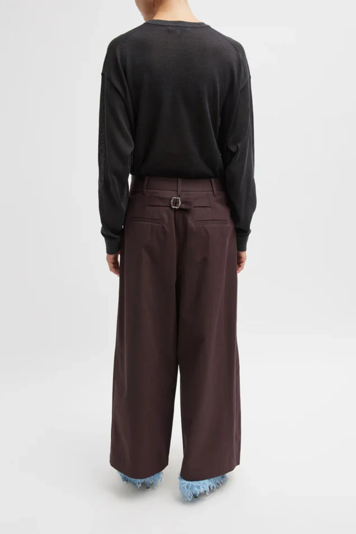 Tibi Bio Twill Triple Pleat Cropped Pant - Plum - Image 2