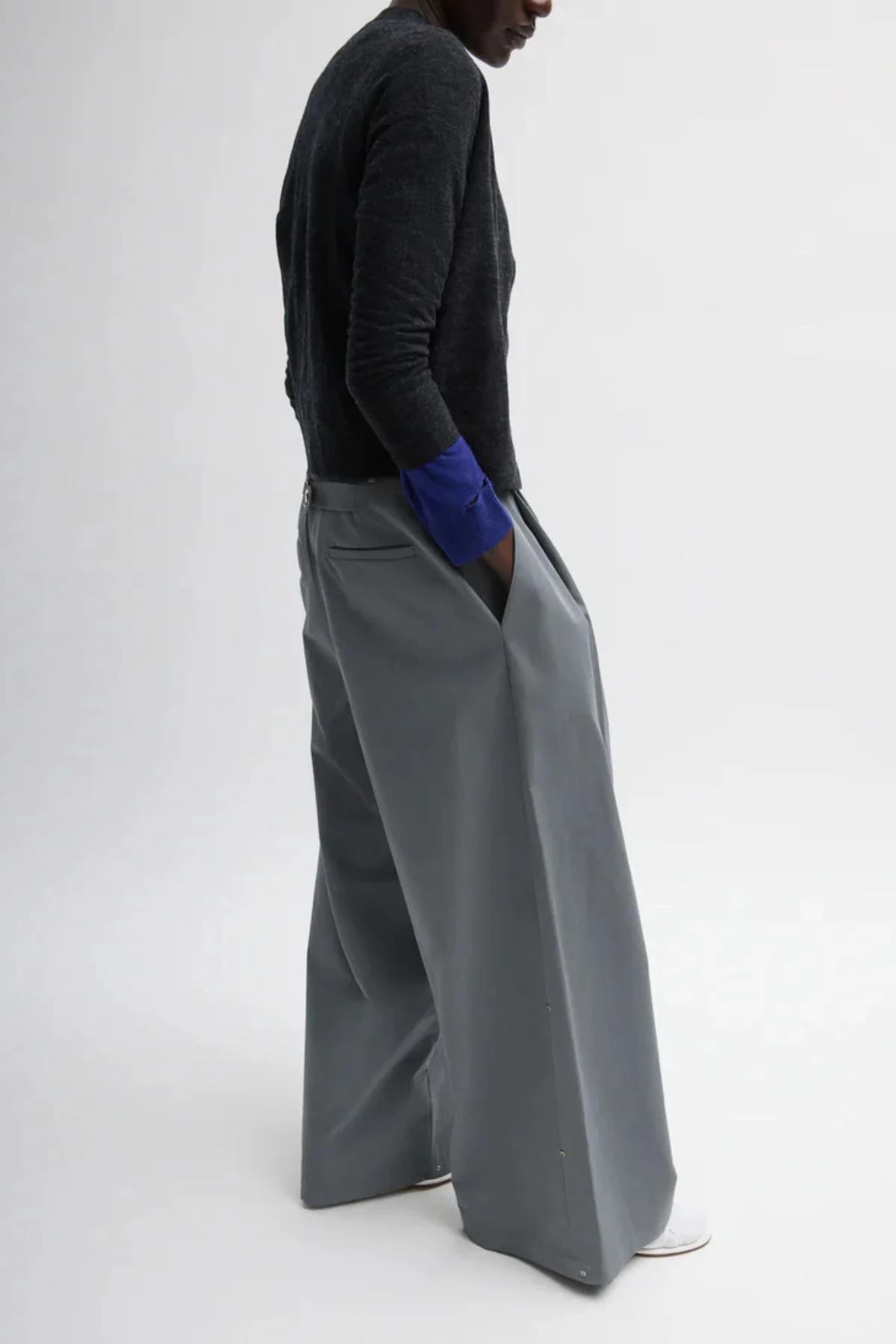 Tibi Bio Twill Triple Pleat Pant - Grey - Image 2