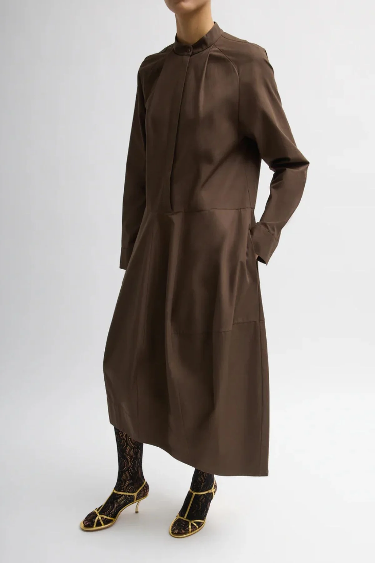 Tibi Compact Eco Poplin Balloon Dress - Brown