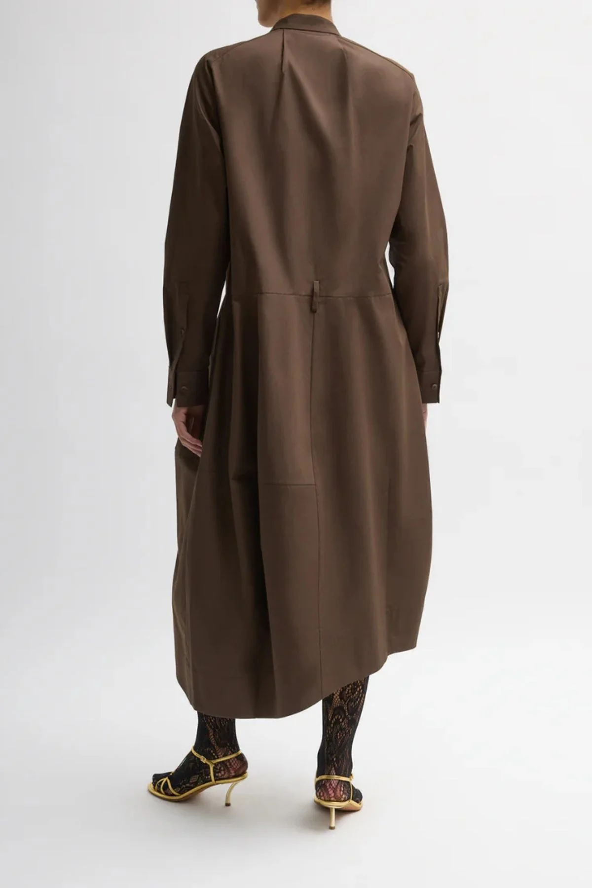 Tibi Compact Eco Poplin Balloon Dress - Brown - Image 2
