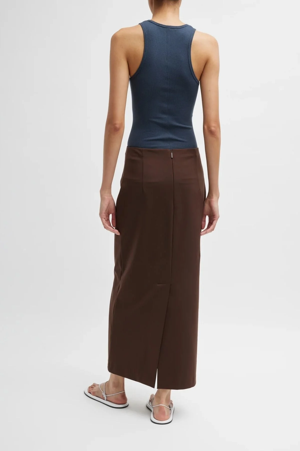 Tibi Compact Ultra Stretch Knit Pencil Skirt - Brown - Image 2