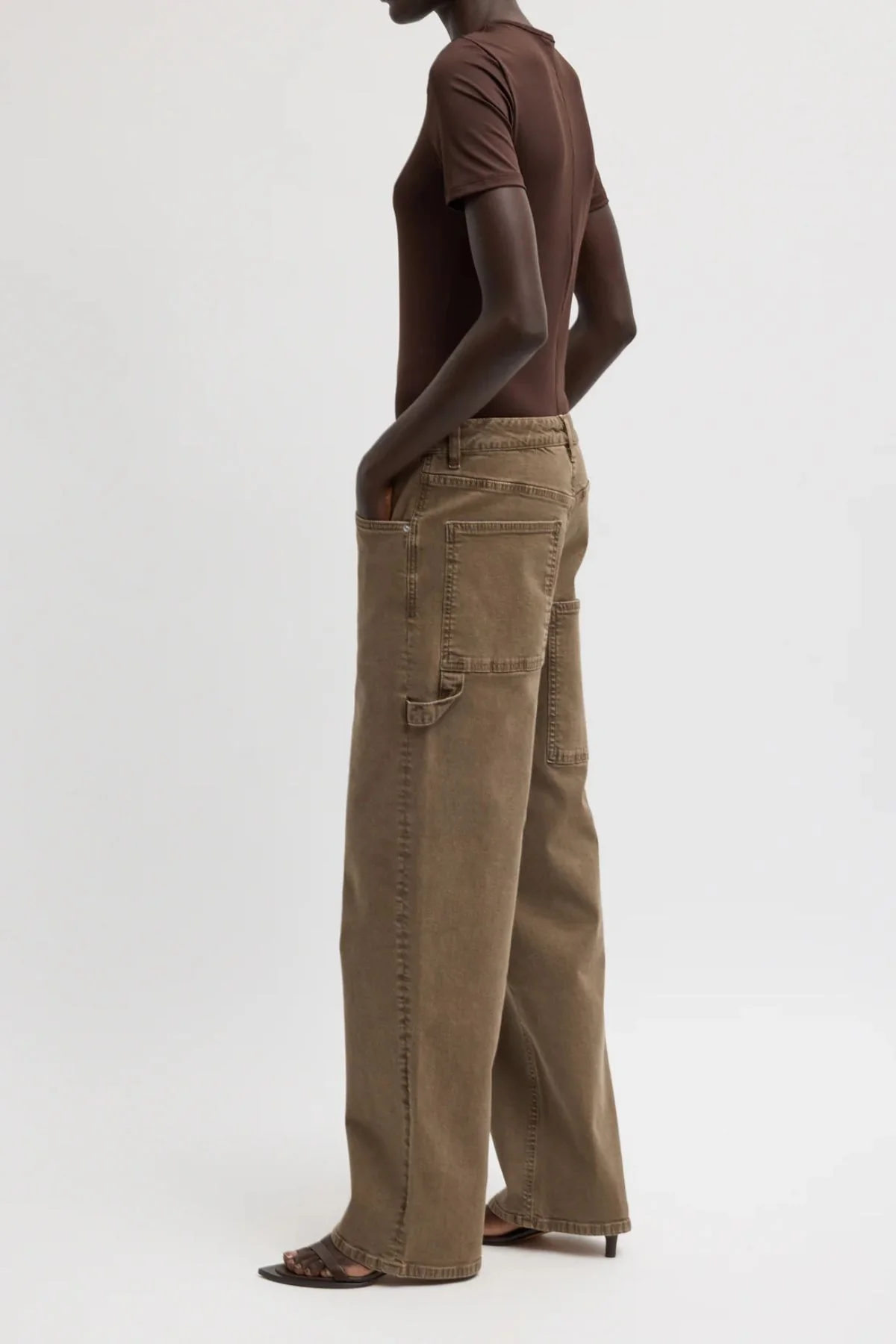 Tibi Stretch Twill Carpenter Jean - Brown - Image 2