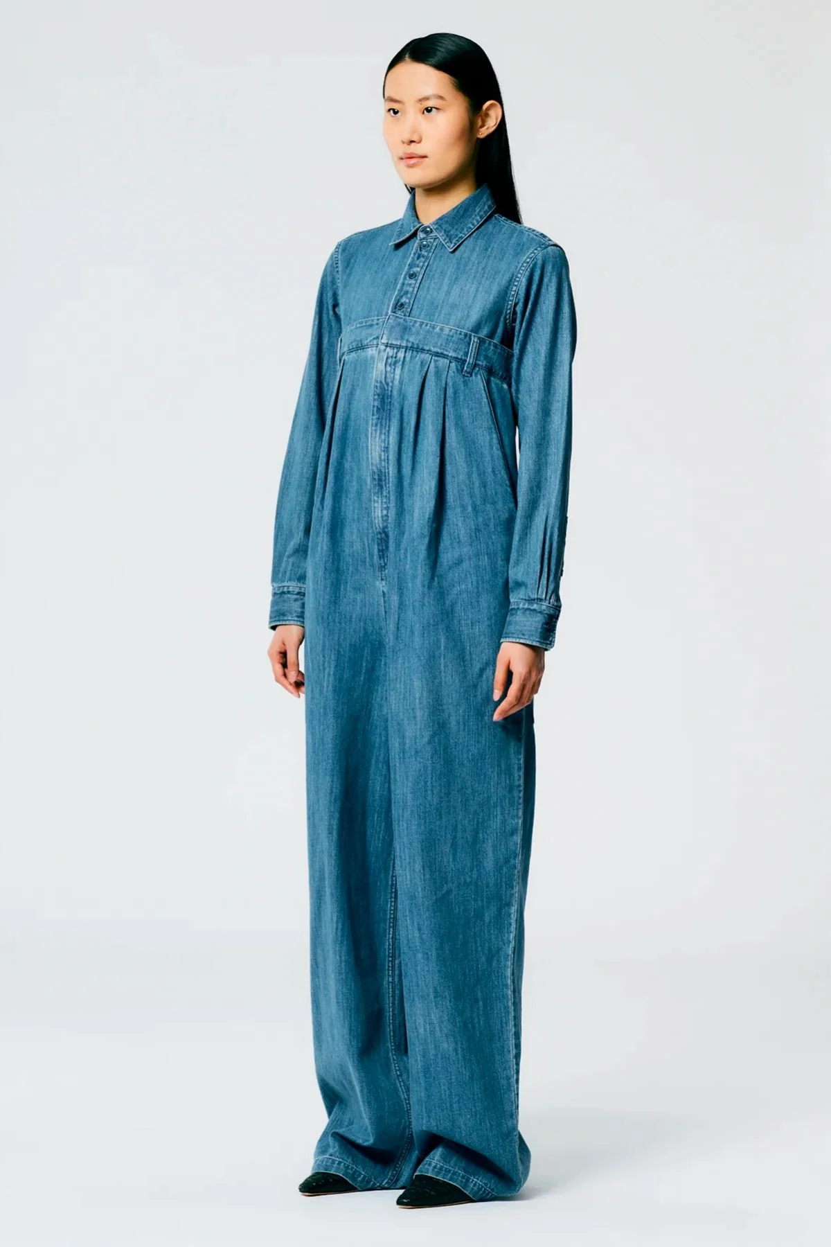 Tibi Lightweight Stonewashed Denim Jumpsuit - Denim Blue - Image 3