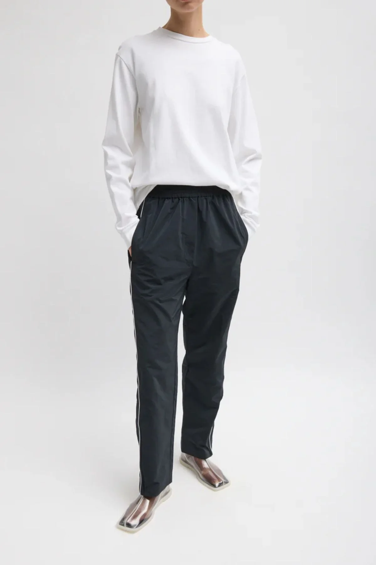 Tibi Nylon Piped Jogger - Black Multi