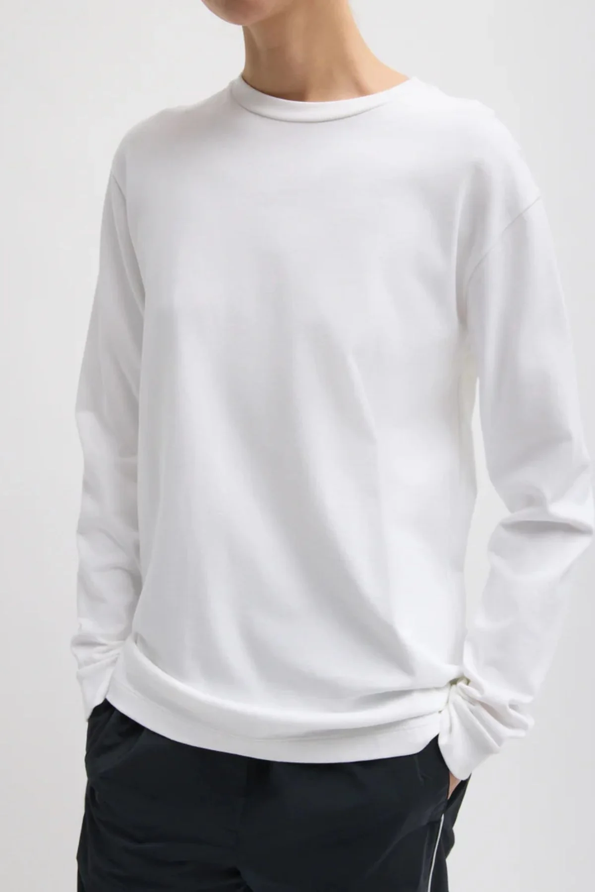 Tibi Perfect Unisex Long Sleeve T - White - Image 5