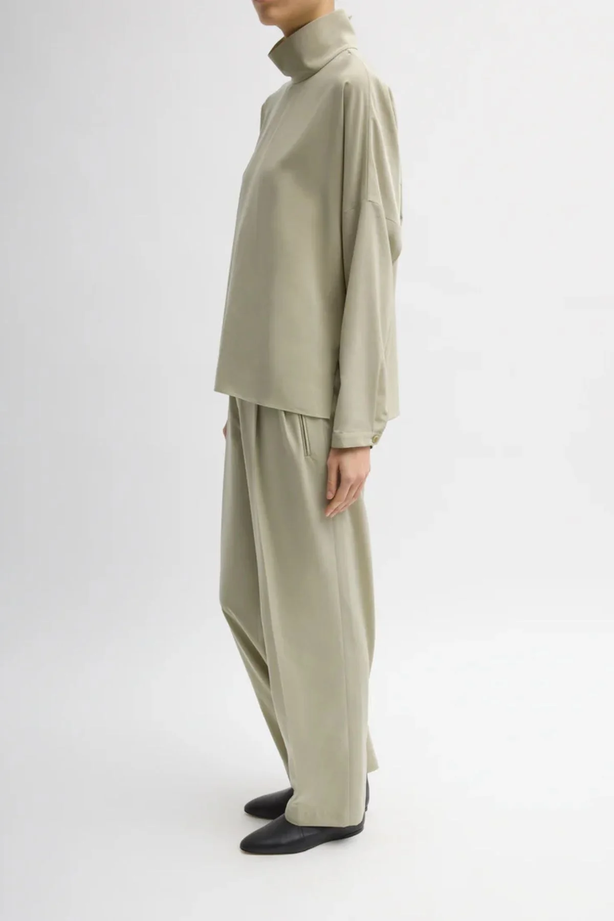 Tibi Relaxed Suiting Dolman Top - Moss Grey - Image 2
