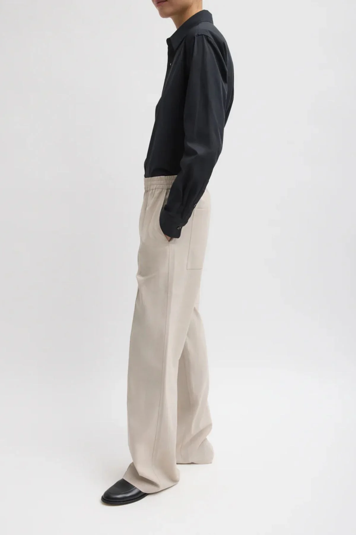 Tibi Tropical Wool Scottie Jogger - Oatmeal Melange - Image 3