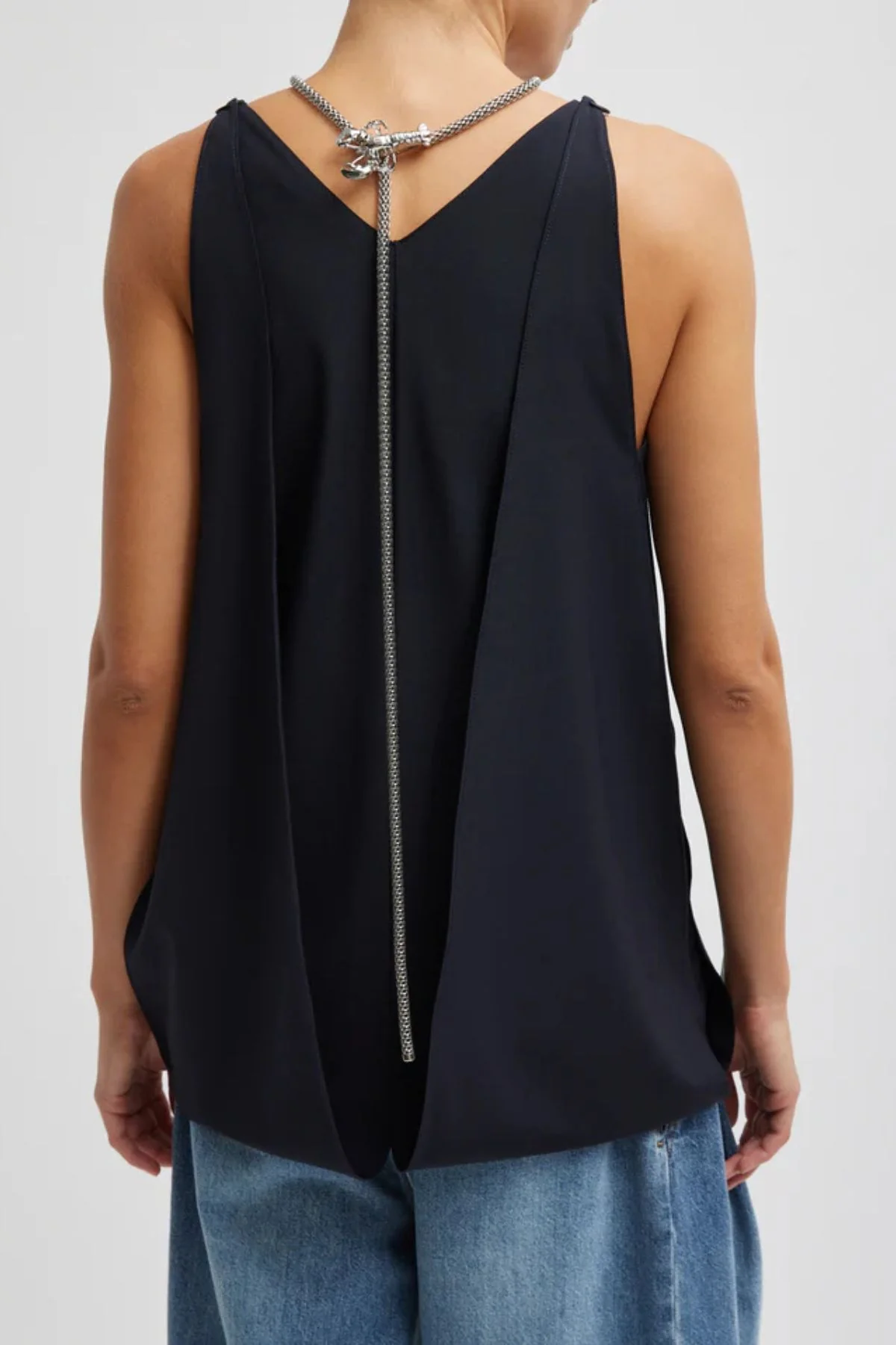 Tibi Tropical Wool Paneled Tunic - Navy - Image 2