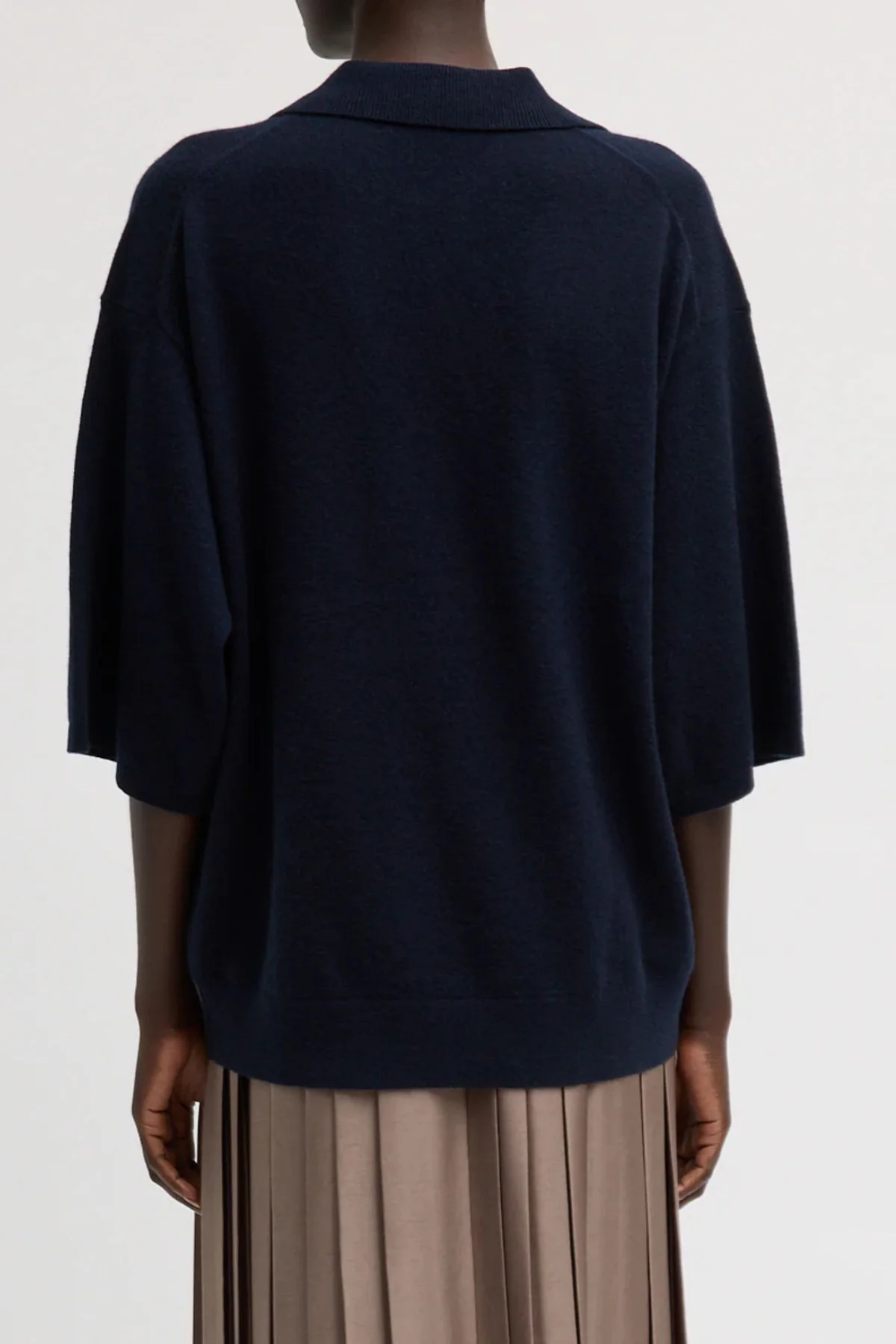 Tibi Washable Cashmere Easy T Polo - Navy - Image 3
