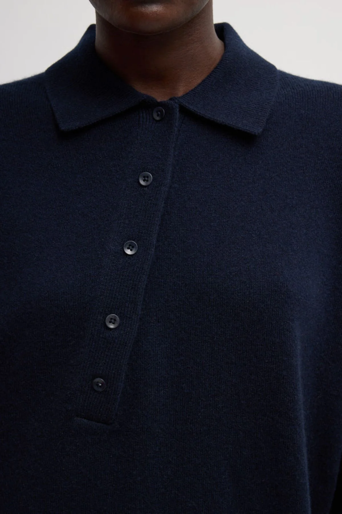 Tibi Washable Cashmere Easy T Polo - Navy - Image 4