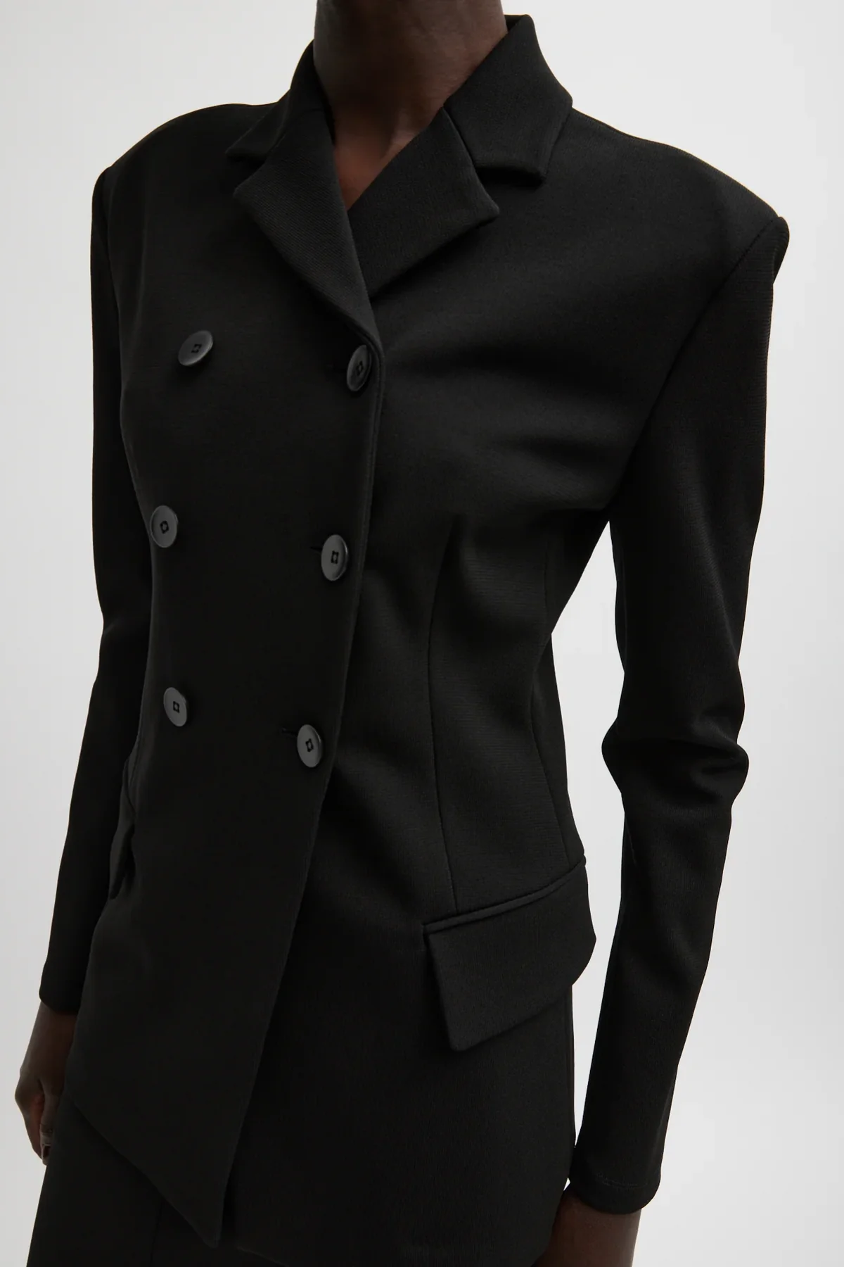 Tibi Wren Crepe Knit Fitted Blazer - Black - Image 3