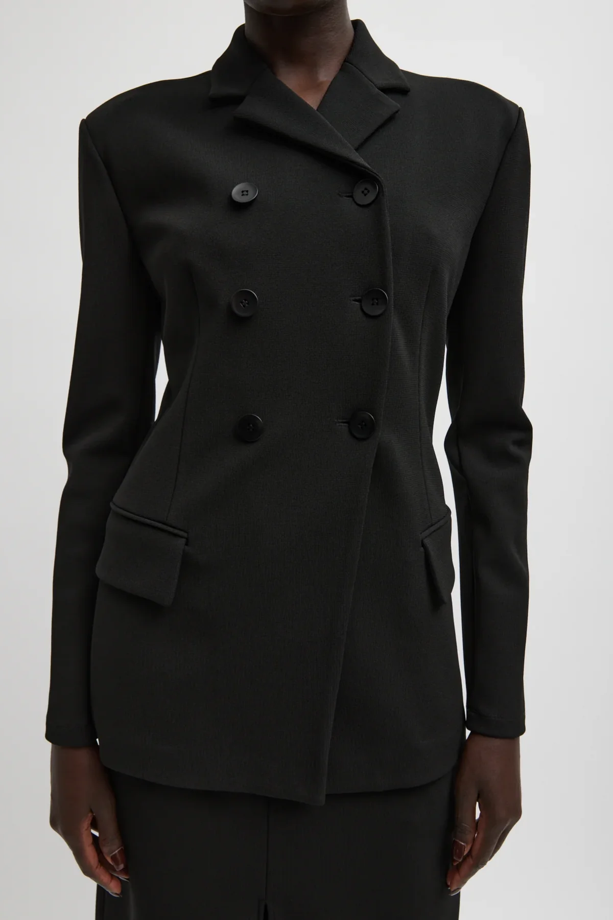 Tibi Wren Crepe Knit Fitted Blazer - Black - Image 4