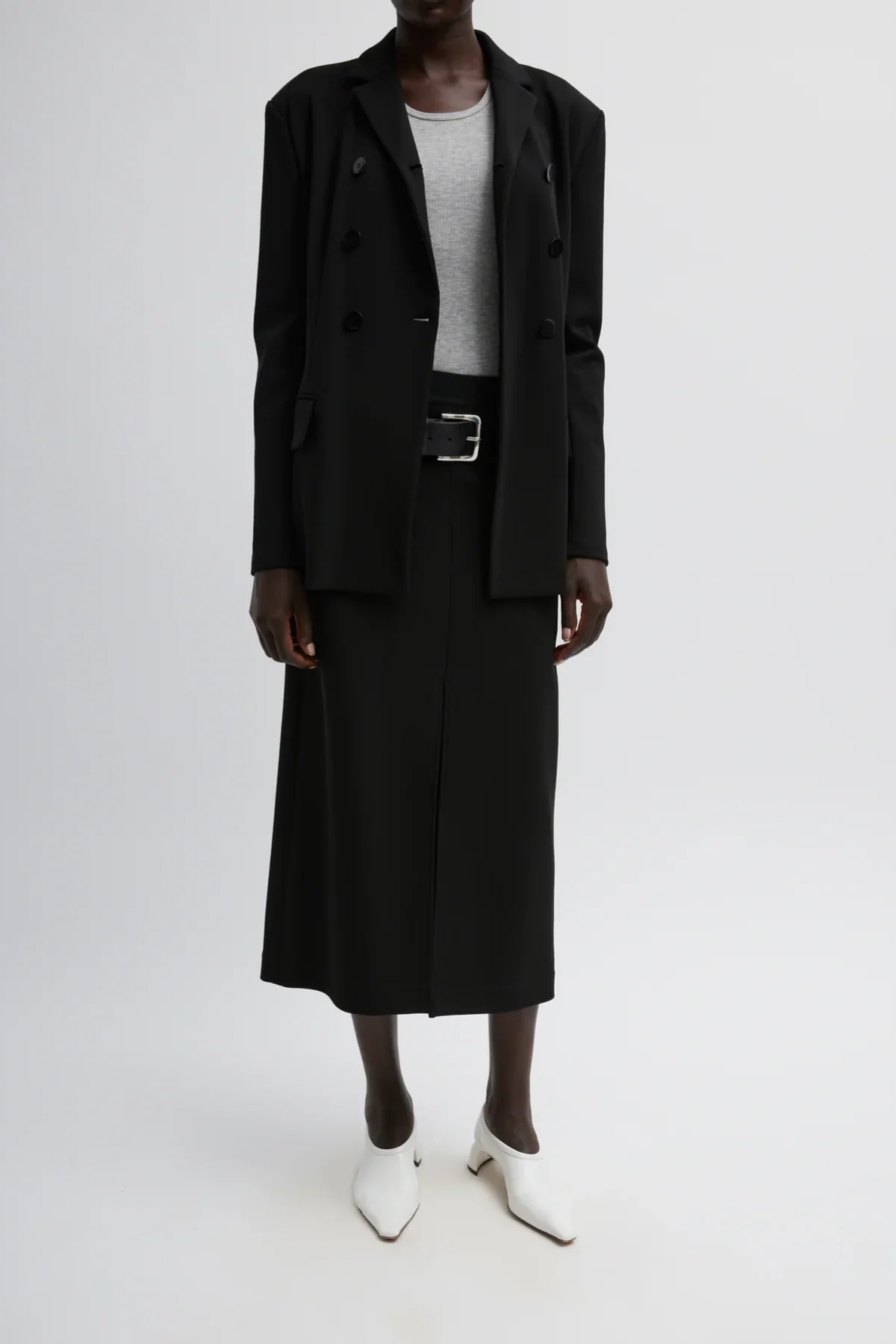 Tibi Wren Crepe Knit Fitted Blazer - Black - Image 7