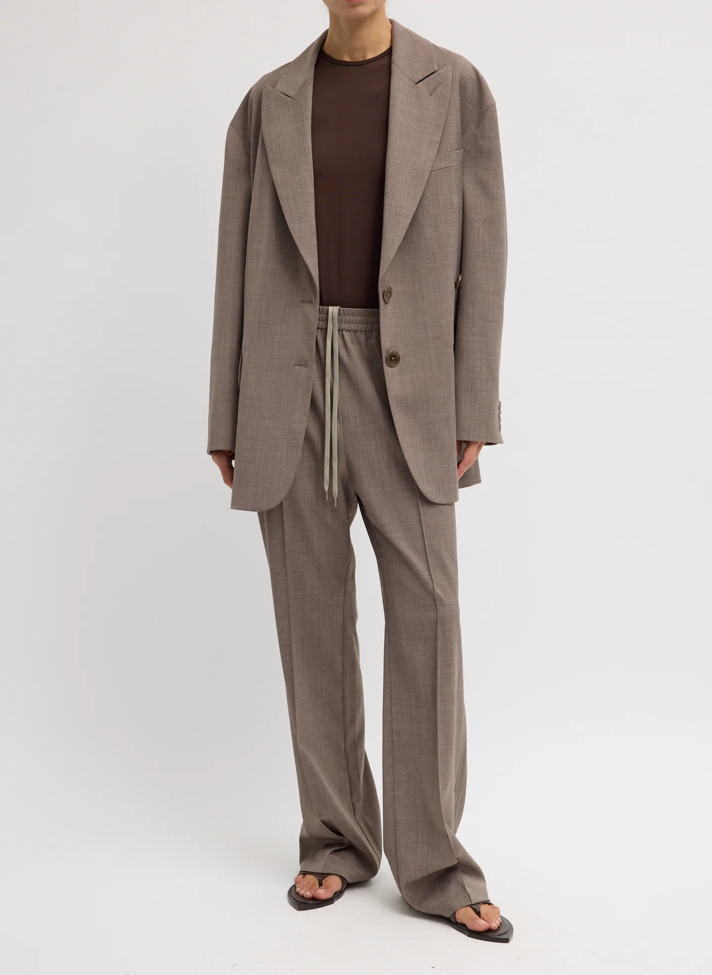 Tibi Tropical Wool Liam Blazer - Cedar Melange