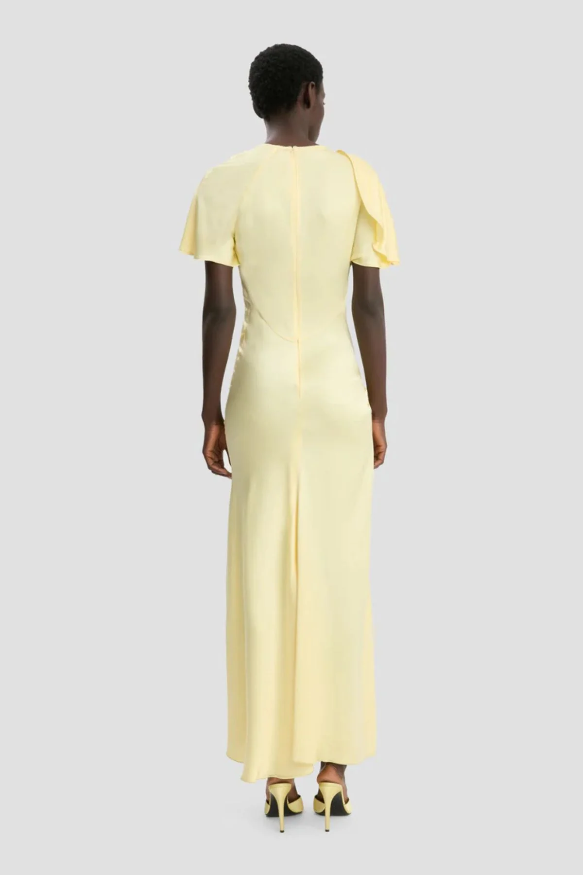 Victoria Beckham Draped Cap Sleeve Dress - Daffodil Yellow - Image 4