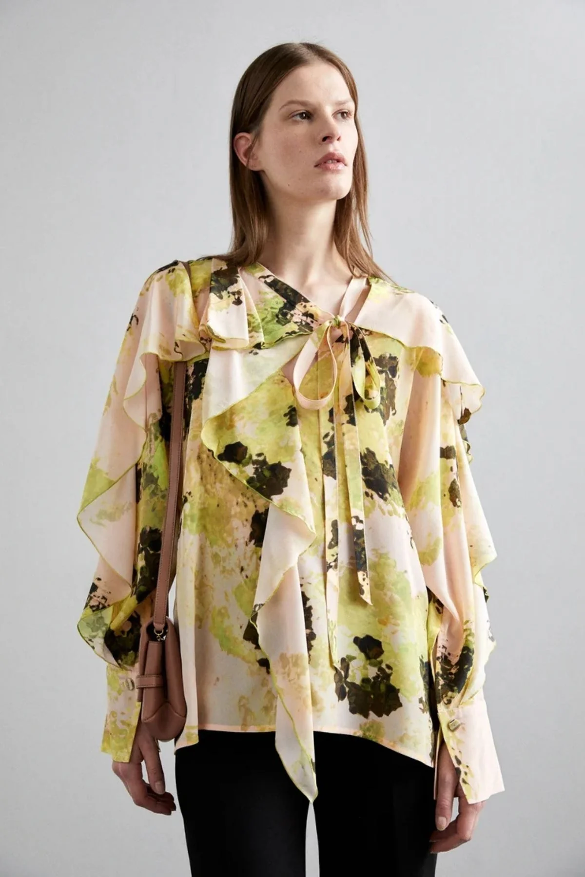 Victoria Beckham Romantic Blouse - Peach/ Lime - Image 4